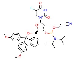 (2R,3S,5R)-2-((双(4-甲氧基苯基)(苯基)甲氧基)甲基)-5-(5-氟-2,4-二氧代-3,4-二氢嘧啶-1(2H)-基)四氢呋喃-3-基(2-氰乙基)二异丙基亚磷酰胺图片