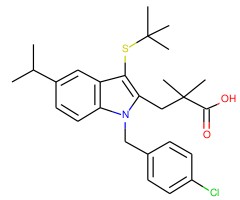 3-[1-(4-氯苄基)-3-叔丁基硫代-5-异丙基吲哚-2-基]-2,2-二甲基丙酸图片